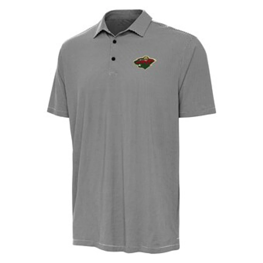 Men's Antigua Black Minnesota Wild Twine Polo