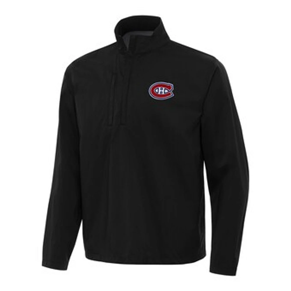 Men's Antigua Black Montreal Canadiens Brisk Quarter-Zip Windbreaker