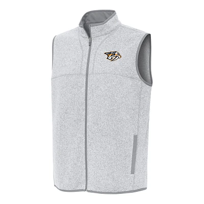 Men's Antigua Heather Gray Nashville Predators Fortune Full-Zip Vest