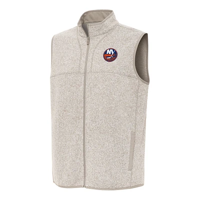 Men's Antigua Oatmeal New York Islanders Fortune Full-Zip Vest