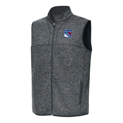 Men's Antigua Heather Gray New York Rangers Fortune Full-Zip Vest