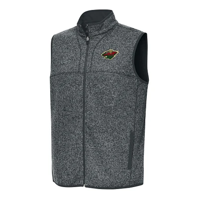 Men's Antigua Heather Gray Minnesota Wild Fortune Full-Zip Vest