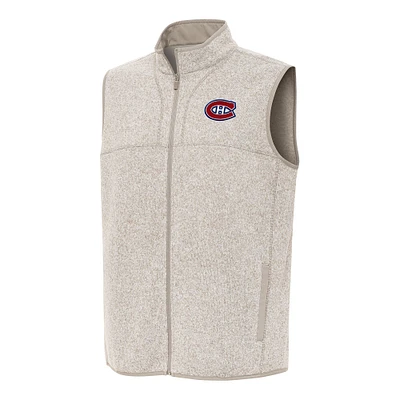 Men's Antigua Oatmeal Montreal Canadiens Fortune Full-Zip Vest
