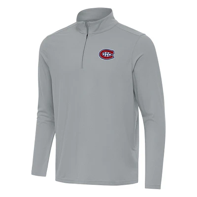 Men's Antigua Gray Montreal Canadiens Intent Quarter-Zip Top
