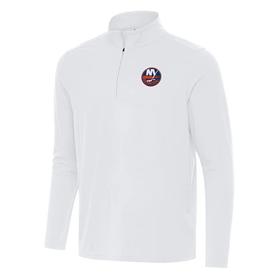 Men's Antigua White New York Islanders Intent Quarter-Zip Top