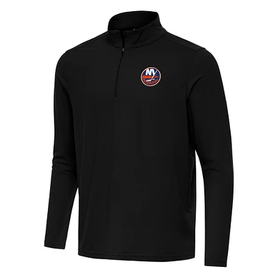 Men's Antigua Black New York Islanders Intent Quarter-Zip Top