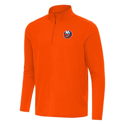 Men's Antigua Orange New York Islanders Intent Quarter-Zip Top
