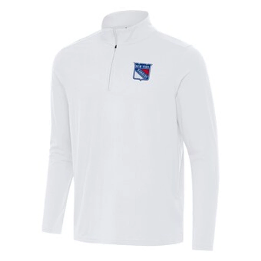 Men's Antigua White New York Rangers Intent Quarter-Zip Top
