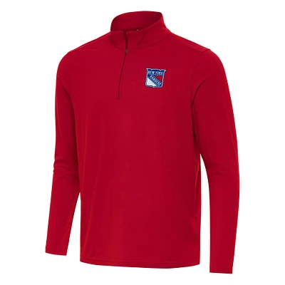 Men's Antigua Red New York Rangers Intent Quarter-Zip Top