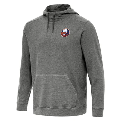 Men's Antigua Heather Black New York Islanders Cloud Pullover Hoodie