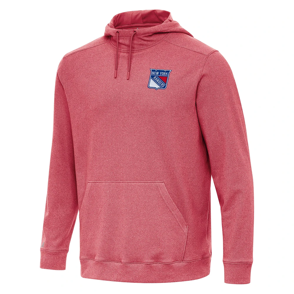 Men's Antigua Heather Red New York Rangers Cloud Pullover Hoodie