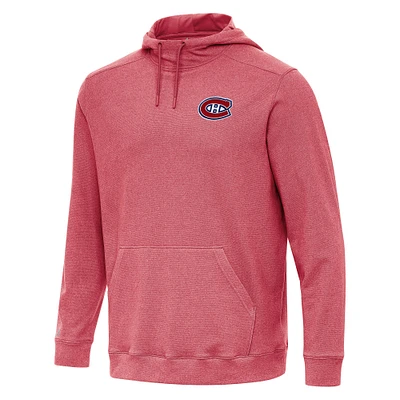 Men's Antigua Heather Red Montreal Canadiens Cloud Pullover Hoodie