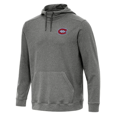 Men's Antigua Heather Black Montreal Canadiens Cloud Pullover Hoodie
