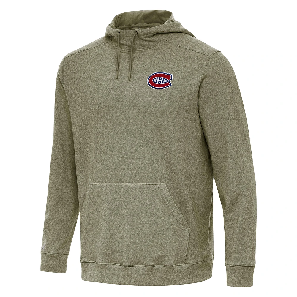 Men's Antigua Olive Montreal Canadiens Cloud Pullover Hoodie