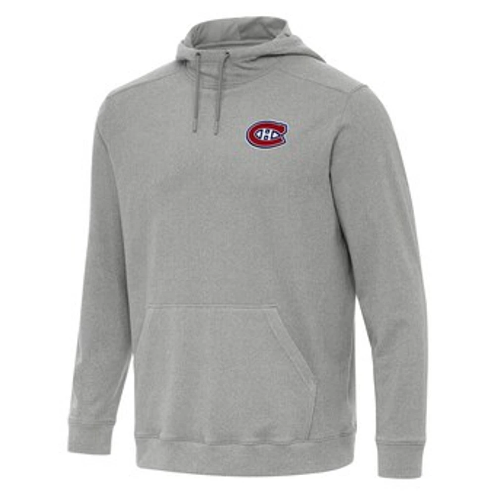 Men's Antigua Heather Gray Montreal Canadiens Cloud Pullover Hoodie