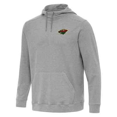 Men's Antigua Heather Gray Minnesota Wild Cloud Pullover Hoodie