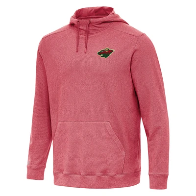 Men's Antigua Heather Red Minnesota Wild Cloud Pullover Hoodie