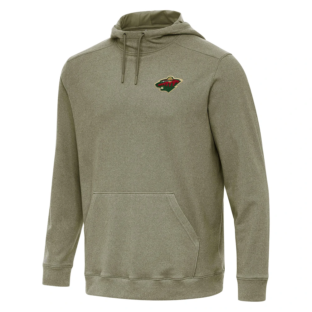 Men's Antigua Olive Minnesota Wild Cloud Pullover Hoodie