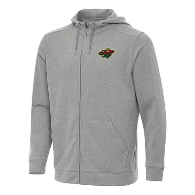 Men's Antigua Heather Minnesota Wild Effortless Full-Zip Hoodie Jacket