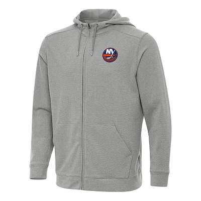Men's Antigua Heather New York Islanders Effortless Full-Zip Hoodie Jacket