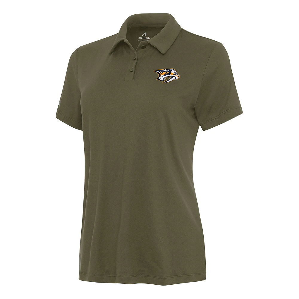 Women's Antigua Olive Nashville Predators Reprocess Polo