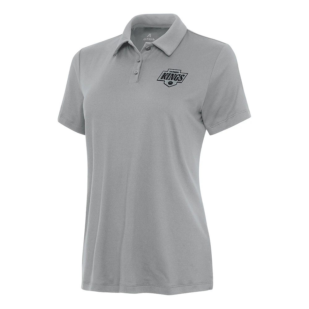Women's Antigua Gray Los Angeles Kings Reprocess Polo