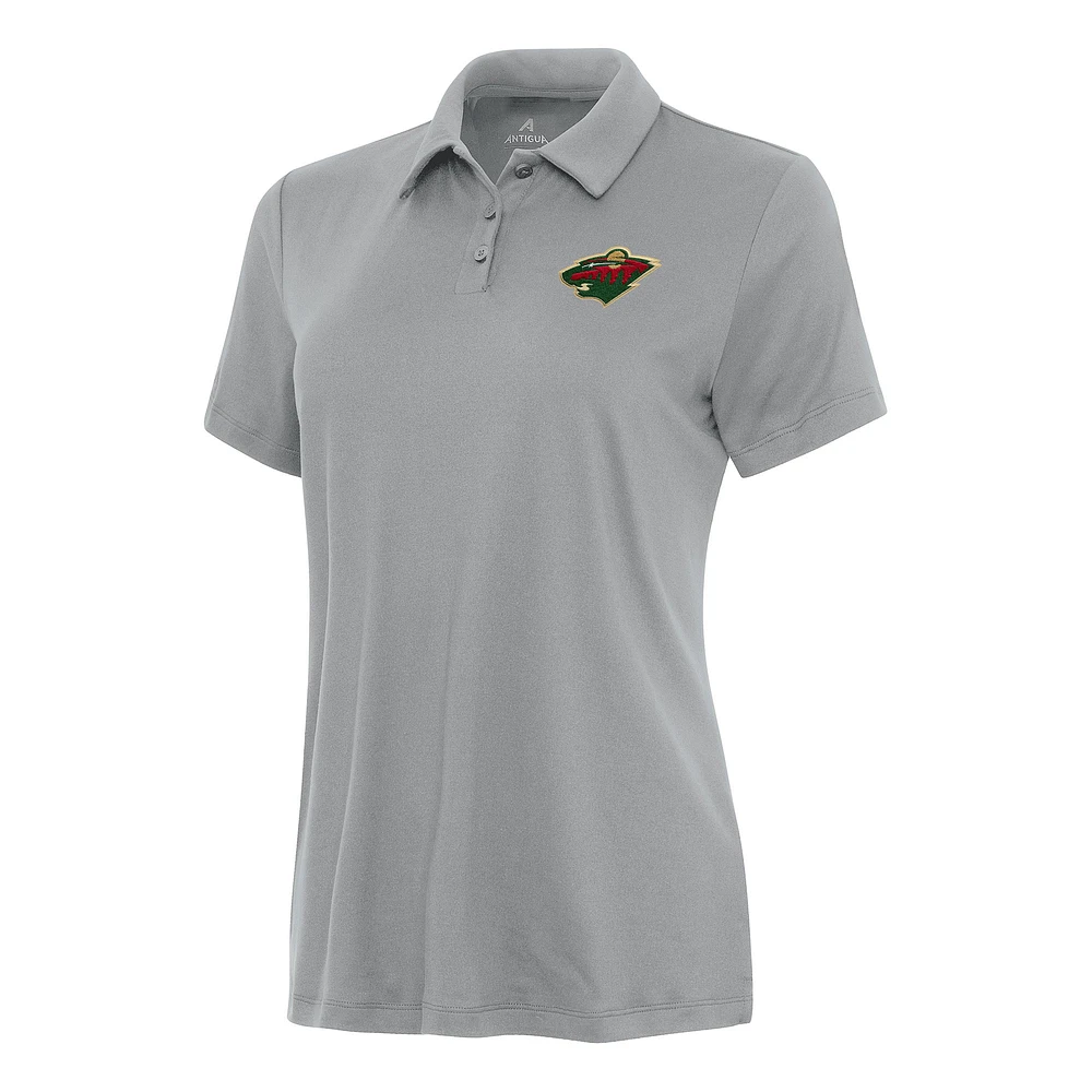Women's Antigua Gray Minnesota Wild Reprocess Polo