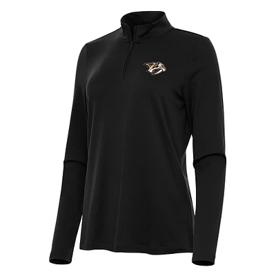 Women's Antigua Black Nashville Predators Reprocess Quarter-Zip Top