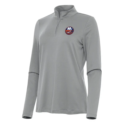 Women's Antigua Gray New York Islanders Reprocess Quarter-Zip Top