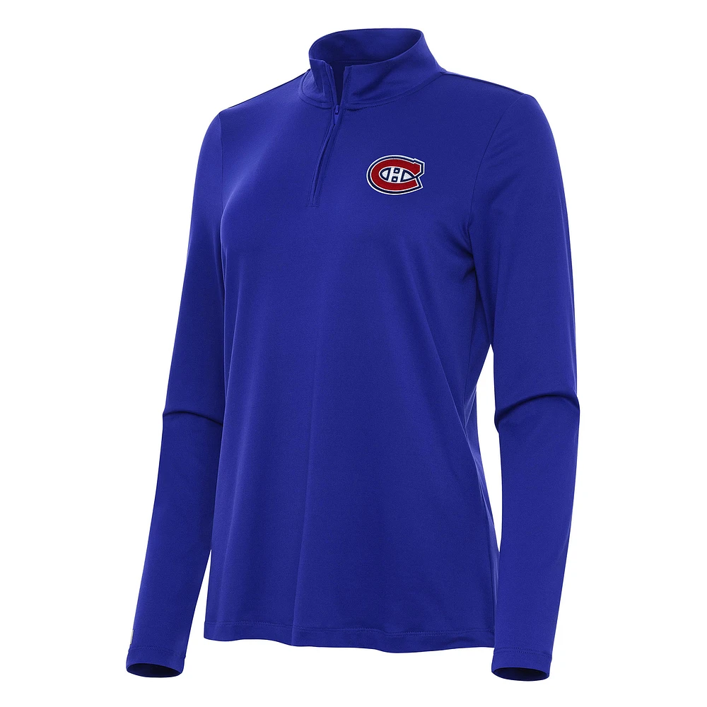 Women's Antigua Royal Montreal Canadiens Reprocess Quarter-Zip Top
