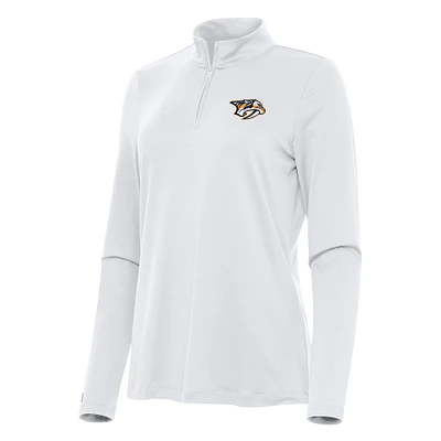 Women's Antigua White Nashville Predators Reprocess Quarter-Zip Top