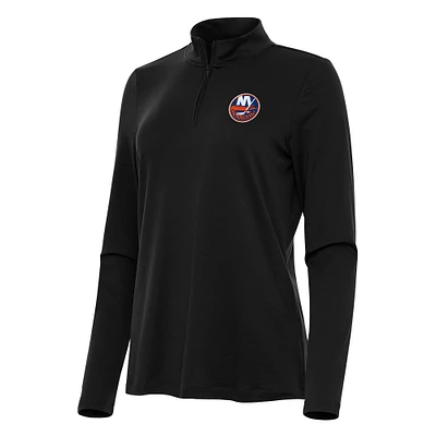 Women's Antigua Black New York Islanders Reprocess Quarter-Zip Top