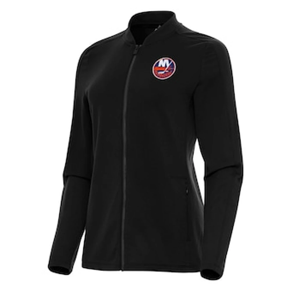 Women's Antigua Black New York Islanders Continual Full-Zip Jacket