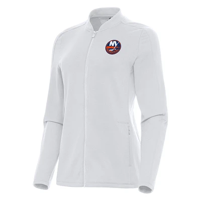 Women's Antigua White New York Islanders Continual Full-Zip Jacket