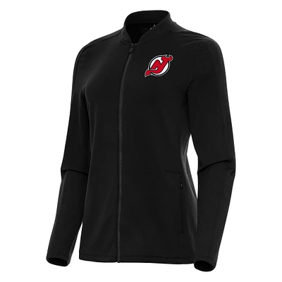 Women's Antigua Black New Jersey Devils Continual Full-Zip Jacket