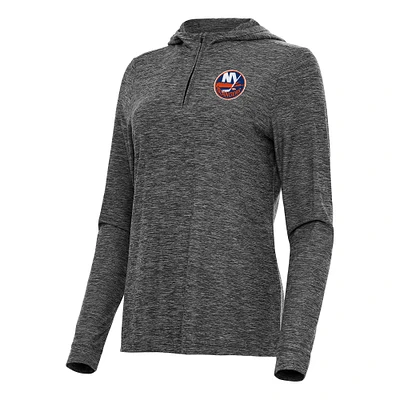 Women's Antigua Heather New York Islanders Daybreak Quarter-Zip Hoodie