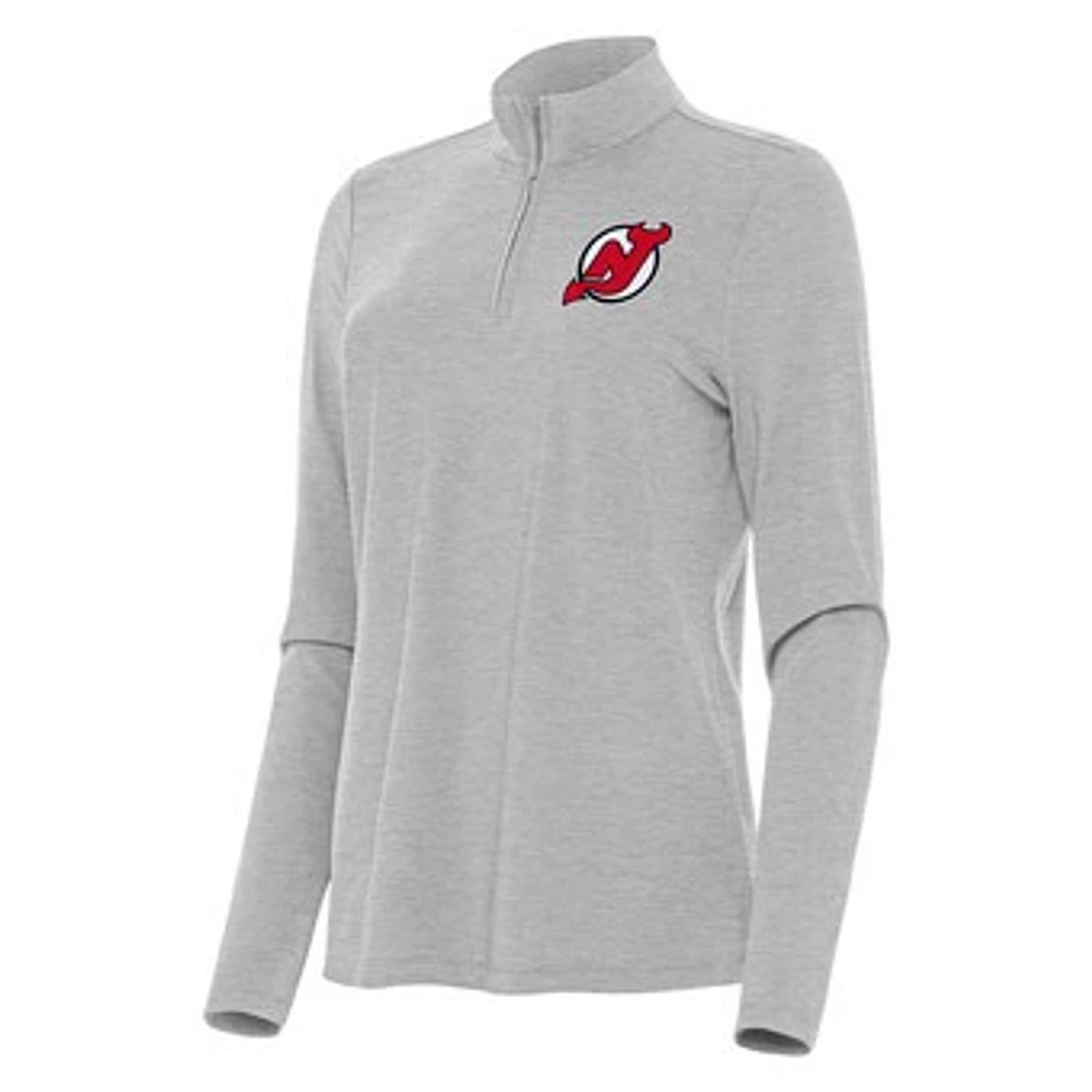 Women's Antigua Heather New Jersey Devils Bright Quarter-Zip Top