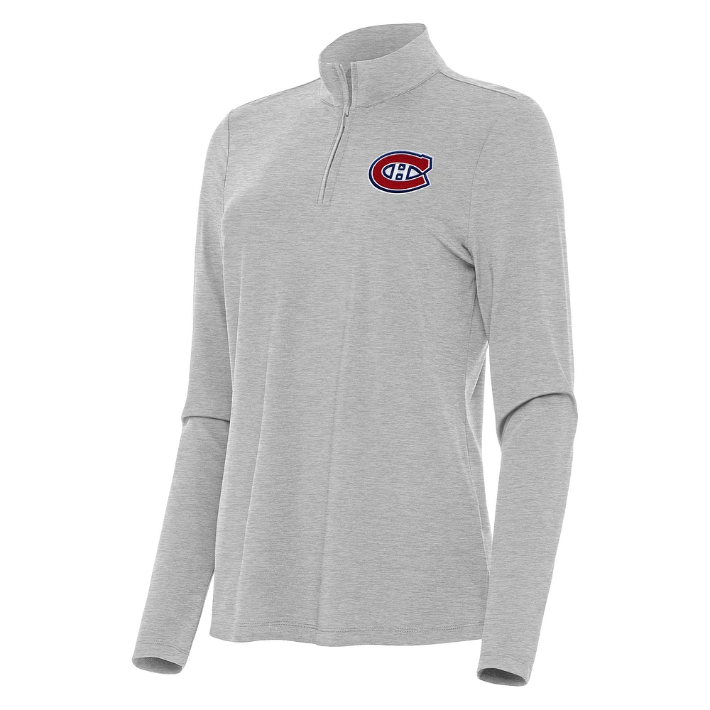 Women's Antigua Heather Montreal Canadiens Bright Quarter-Zip Top
