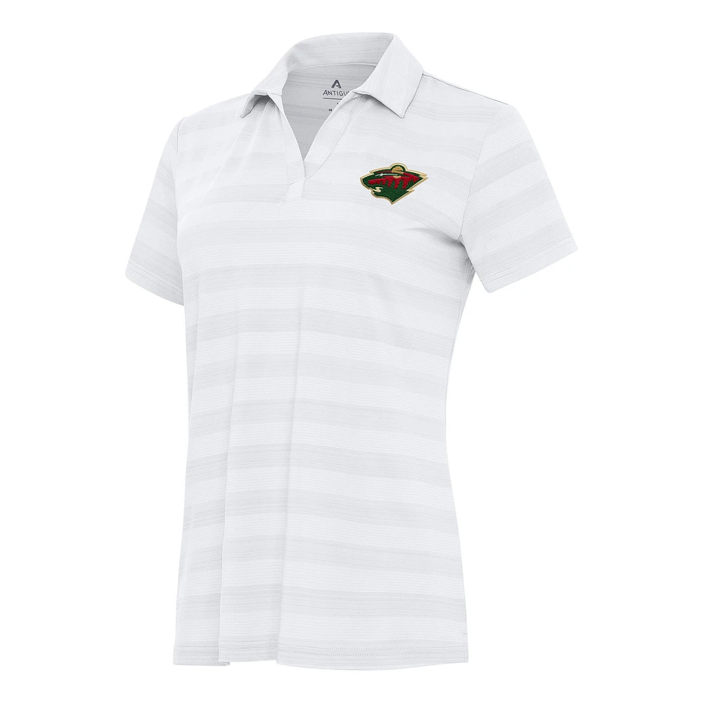 Women's Antigua White Minnesota Wild Tunnel Polo