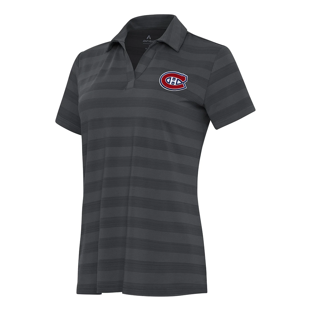 Women's Antigua Pewter Montreal Canadiens Tunnel Polo