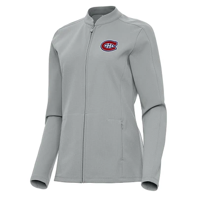 Women's Antigua Gray Montreal Canadiens Regard Full-Zip Jacket