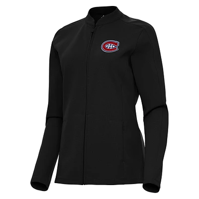 Women's Antigua Montreal Canadiens Black Regard Full-Zip Jacket