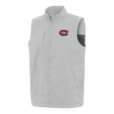 Men's Antigua Heather Gray Montreal Canadiens Brisk Full-Zip Vest