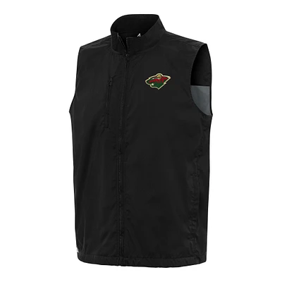 Men's Antigua Black Minnesota Wild Brisk Full-Zip Vest
