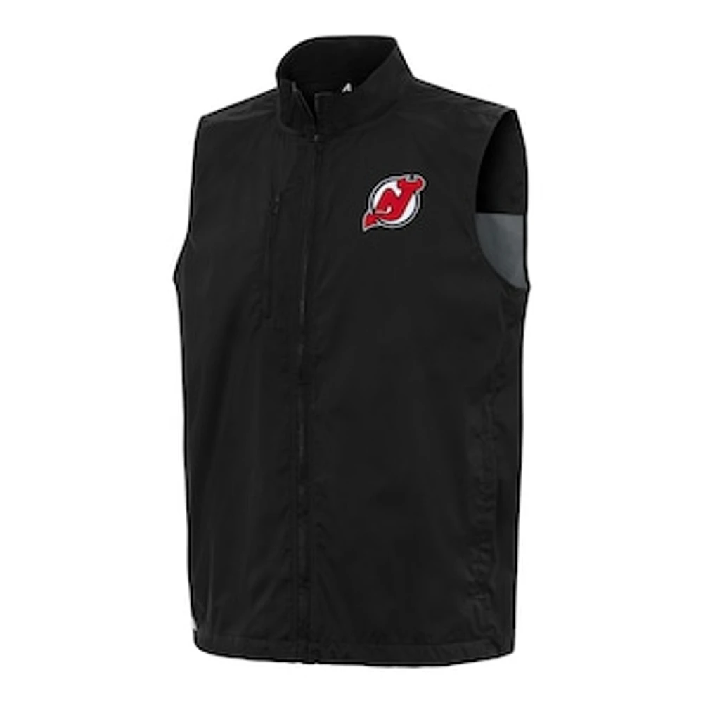 Men's Antigua Black New Jersey Devils Brisk Full-Zip Vest