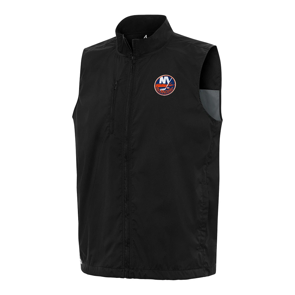 Men's Antigua Black New York Islanders Brisk Full-Zip Vest