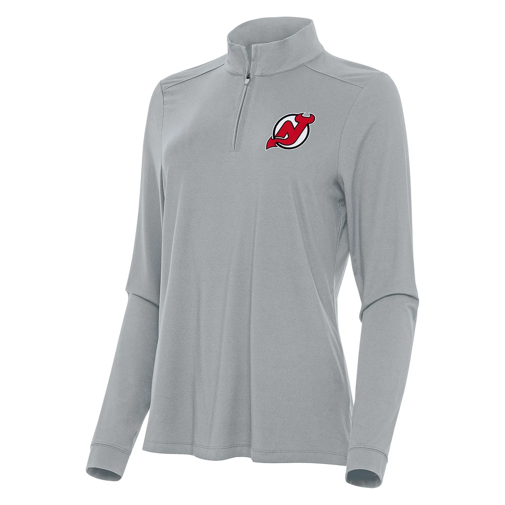 Women's Antigua Gray New Jersey Devils Intent Quarter-Zip Top