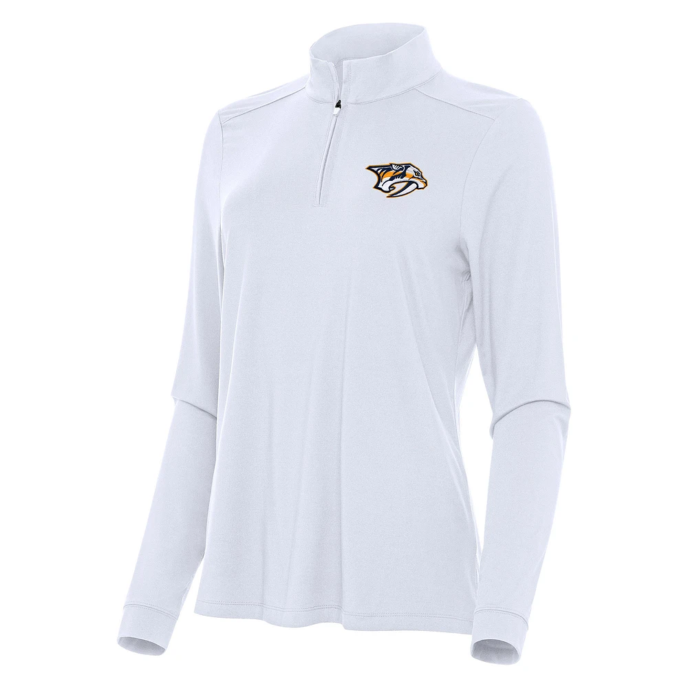 Women's Antigua White Nashville Predators Intent Quarter-Zip Top