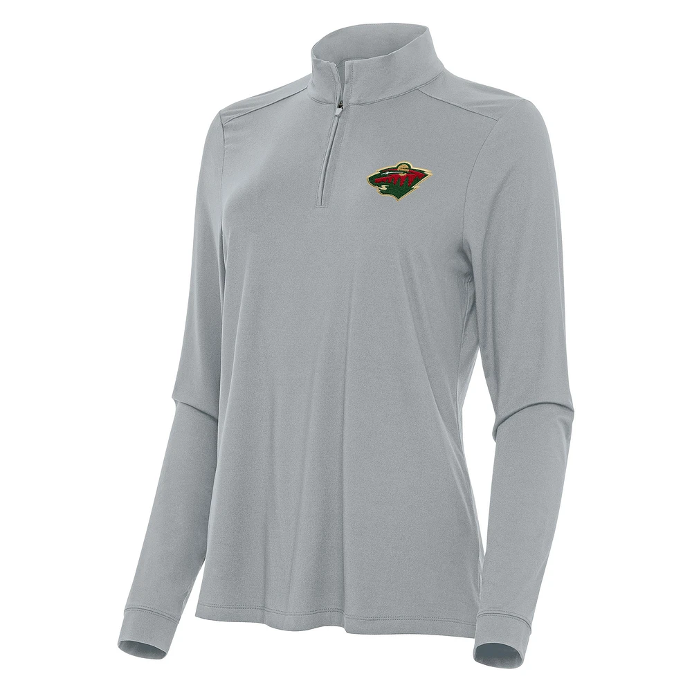Women's Antigua Gray Minnesota Wild Intent Quarter-Zip Top