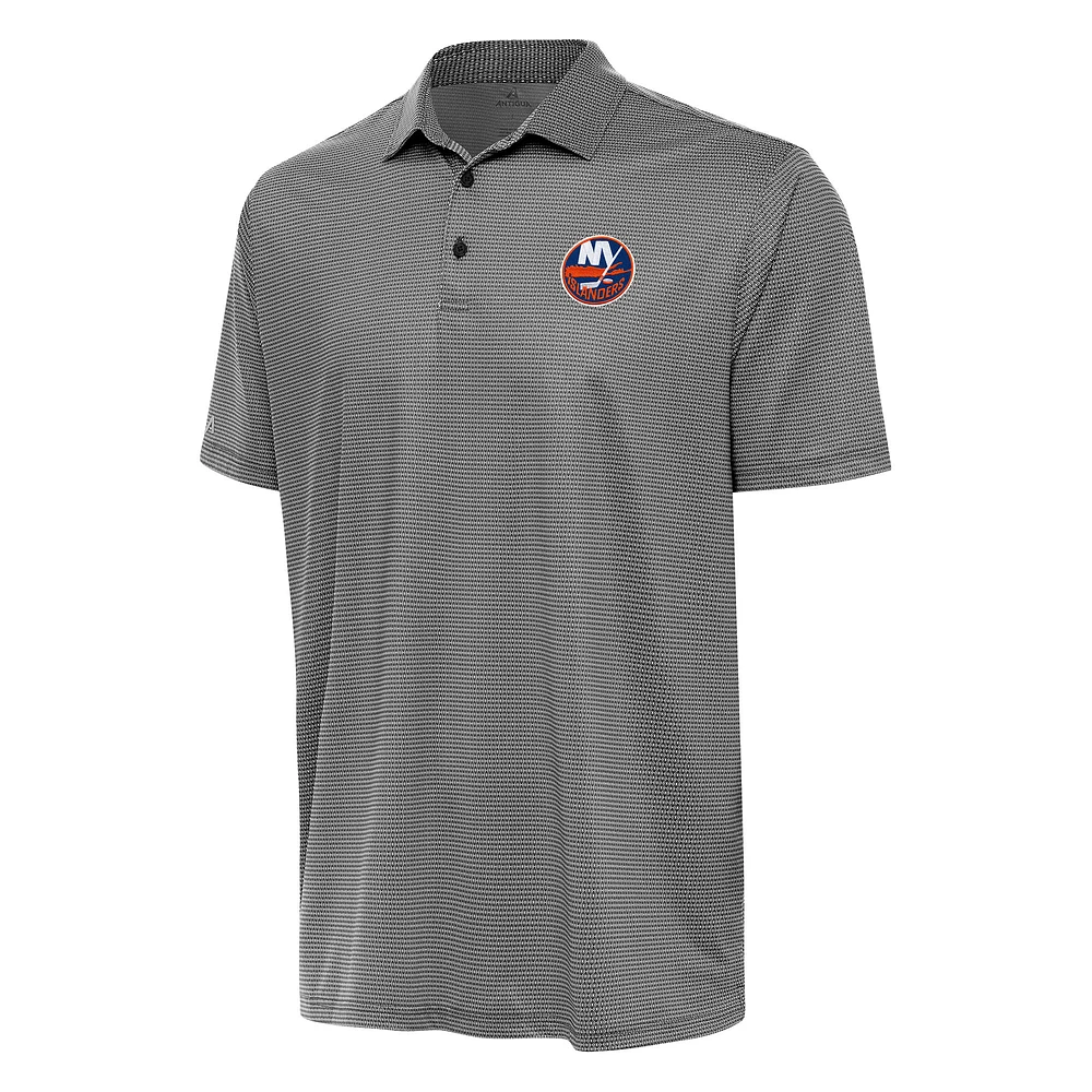Men's Antigua Black/White New York Islanders Rings Polo